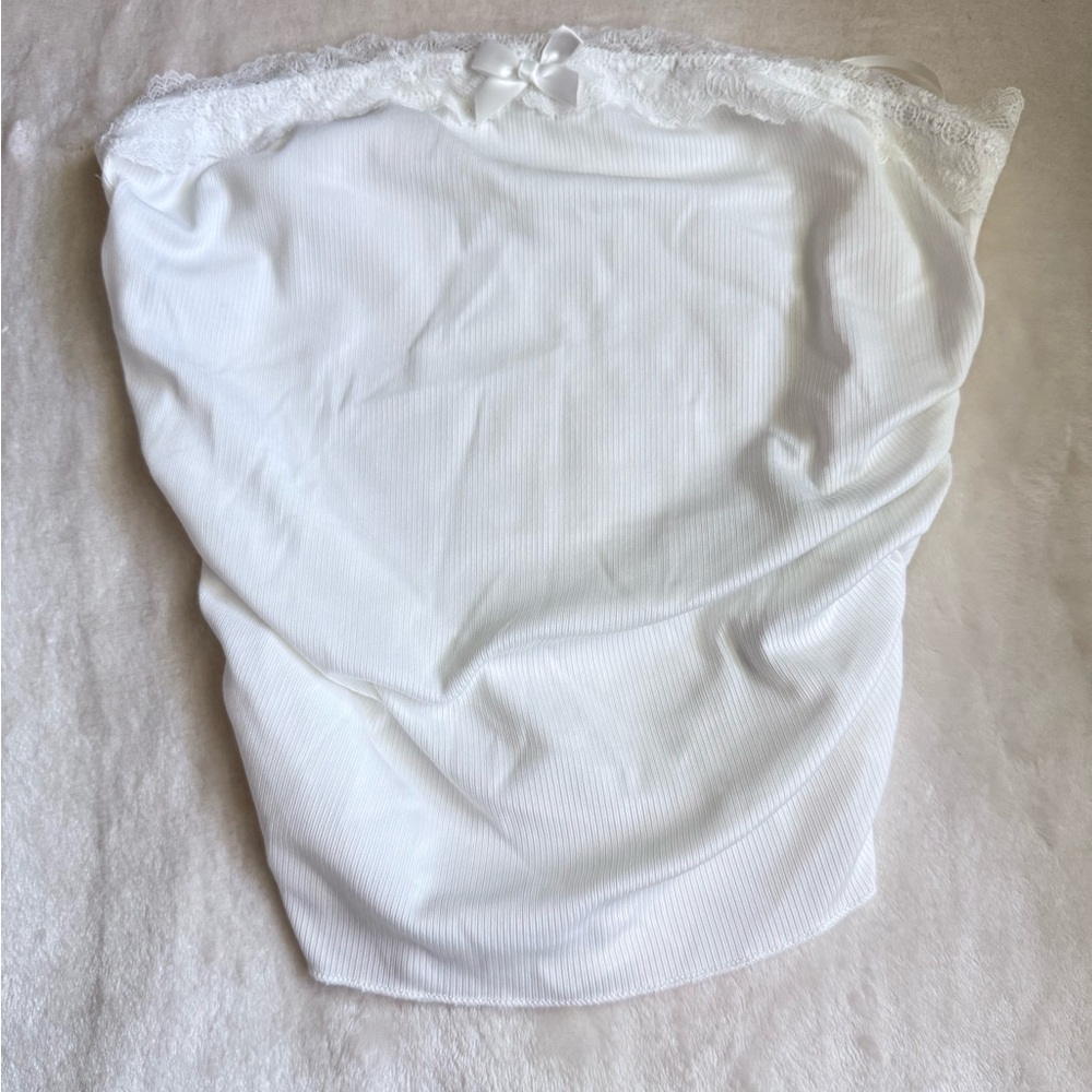 White Lace Trimmed Women's Tube Top